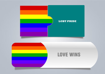 Lgbt pride sing and Rainbow flower with love win card.Illustration vector.