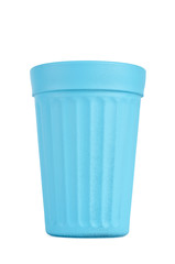 One blue glass on white