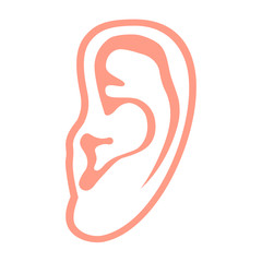 Human ear sign. Icon ear isolated on white background. Human ear symbol. Stock vector illustration. 