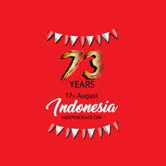 Fototapeta na wymiar 17 August. Indonesia Independence Day greeting card.