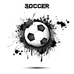  soccer ball on the background of the blots of paint
