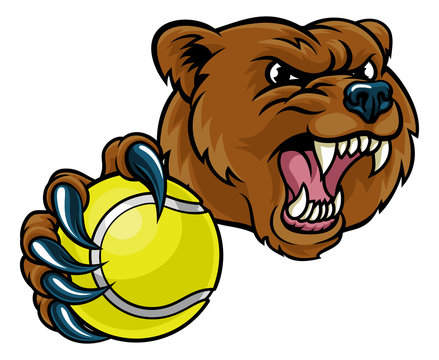 Bear Holding Tennis Ball
