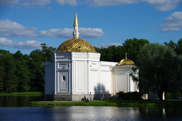 TSARSKOE SELO, ST. PETERSBURG, RUSSIA - August, 2017: Turkish bath pavilion at Great Pond,...