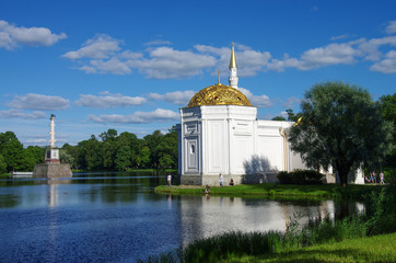 TSARSKOE SELO, ST. PETERSBURG, RUSSIA - August, 2017: Turkish bath pavilion at Great Pond,...