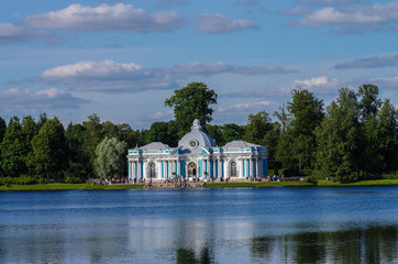 TSARSKOE SELO, ST. PETERSBURG, RUSSIA - August, 2017: Grotto pavilion in  tte park