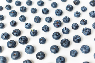  Background of large blueberries on white background, blueberry isolated