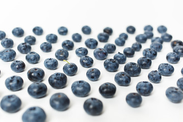  Background of large blueberries on white background, blueberry isolated