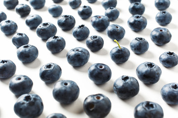  Background of large blueberries on white background, blueberry isolated