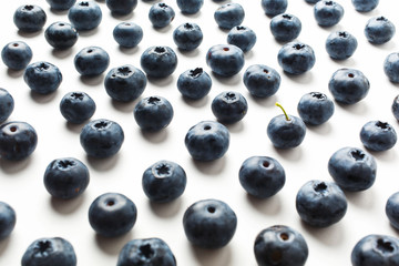  Background of large blueberries on white background, blueberry isolated