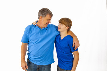 Fototapeta premium happy father hugging his sun