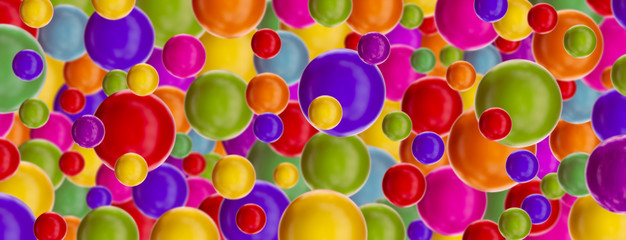 Background with multi-colored glossy balls. 3D rendering