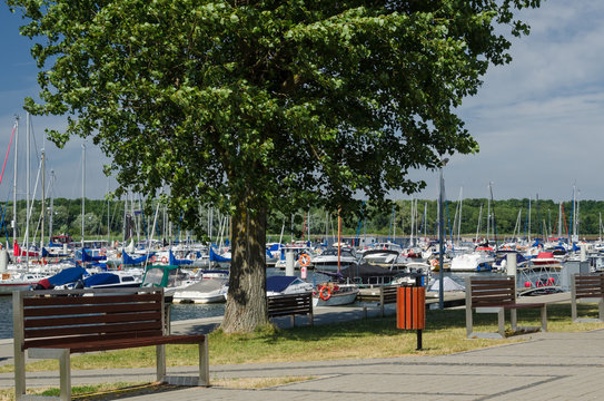 MARINA - Yachts moored to the quay of the port in Kamien Pomorski
