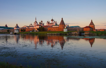 SOLOVKI, REPUBLIC OF KARELIA, RUSSIA - August, 2017: Solovki Monastery at summer day - obrazy, fototapety, plakaty