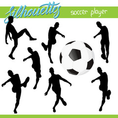 Fototapeta na wymiar Vector football soccer ball with players silhouettes