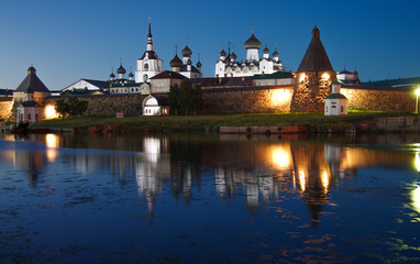 Fototapeta na wymiar SOLOVKI, REPUBLIC OF KARELIA, RUSSIA - August, 2017: Solovki Monastery at summer night