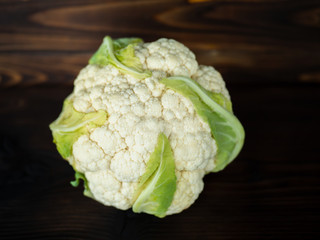 cauliflower on a dark background, close-up