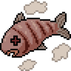 Fototapeta premium vector pixel art fish grill