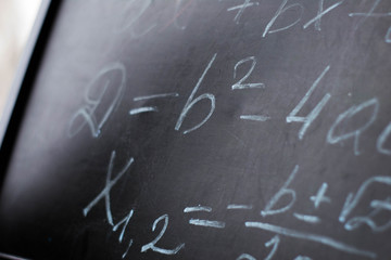 Fototapeta na wymiar discriminant formula on a blackboard
