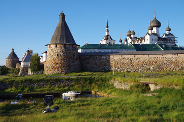 Fototapeta na wymiar SOLOVKI, REPUBLIC OF KARELIA, RUSSIA - August, 2017: Solovki Monastery at summer day