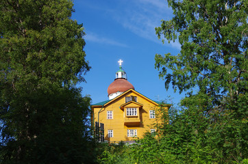 SOLOVKI, REPUBLIC OF KARELIA, RUSSIA - August, 2017: The Church of Ascension on Sekirnaya Hill, Solovetsky Monastery or Solovki