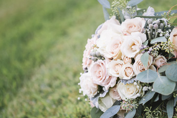 Bouquet of Light Pink and Blush Roses