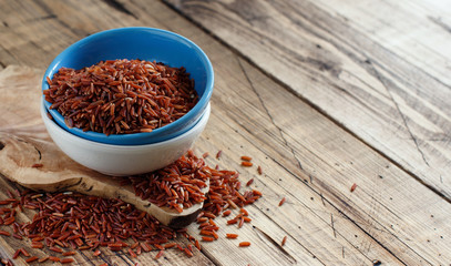 Uncooked rice in bowls