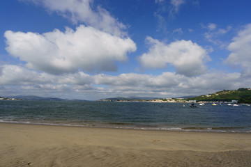 The estuary of the River Minya (northern Portugal). River water at the sunny day