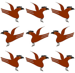 Parrots. Ethnic patterns of Native Americans: the Aztec, Inca, Maya, Alaska Indians (Mexico, Ecuador, Peru). Drawing in the Mexican style. Vector illustration.