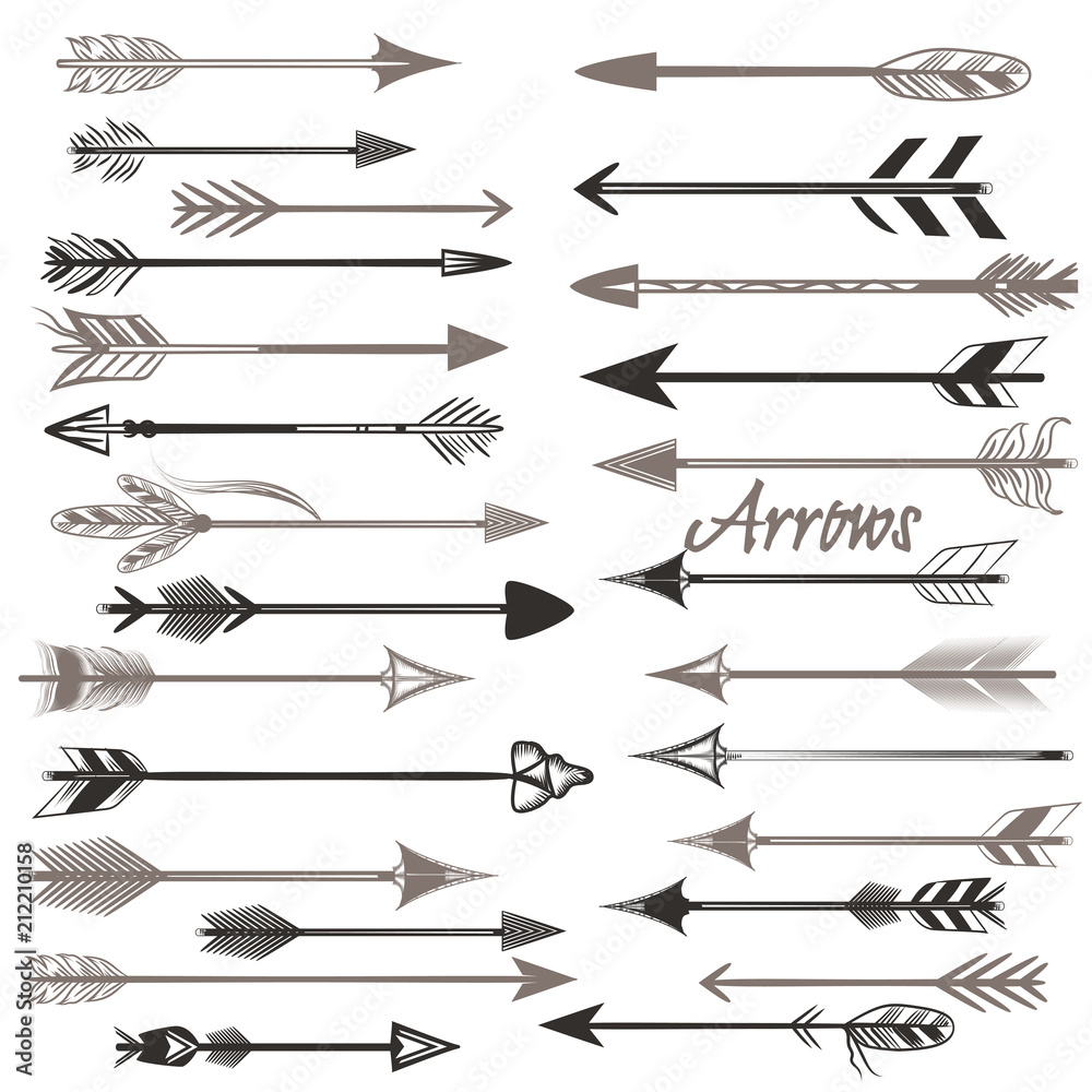 Poster big collection of vector tribal arrows for design