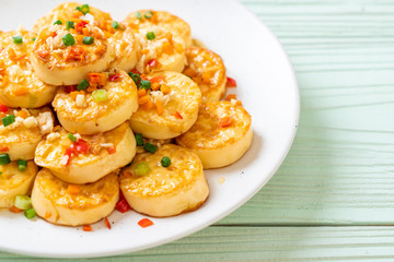 fried soft  egg tofu with garlic
