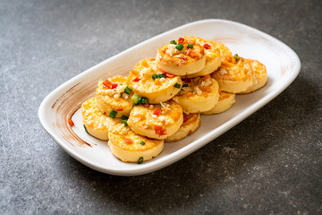 fried soft  egg tofu with garlic