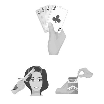 Manipulation by hands monochrome icons in set collection for design. Hand movement vector symbol stock web illustration.