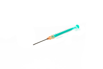 Small syringe isolated on white background