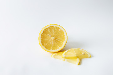  Juicy yellow lemon and lemon slices