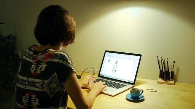 Designer works with drawings
