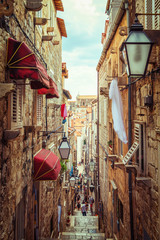 Famous narrow alley of Dubrovnik old town, Croatia © InfiniteFlow