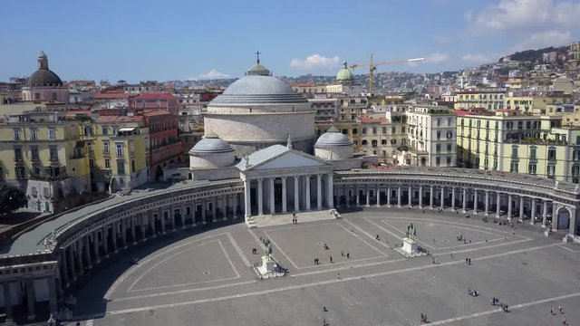 Naples, Italy. Piazza of plebiscito. Aerial Shot.