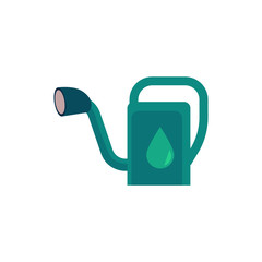 Plastic watering can - cute symbol of gardening and farming tool to pour plants isolated on white background. Vector illustration of watering pot for agricultural works in flat style.