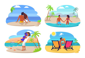 Obraz na płótnie Canvas Couple Seaside Collection Vector Illustration
