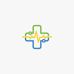Clinic cross aid care logo vector design.