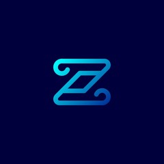 Letter Z initial blue logo design vector.