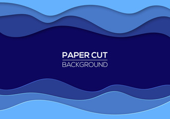 Modern paper cut art design template with cartoon abstract waves