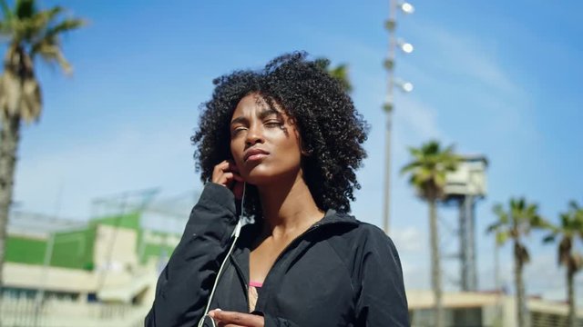 Beautiful Young Happy Black Girl Excercising Outdoors