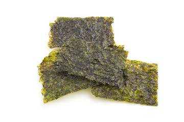 Crispy Nori Seaweed on white background.