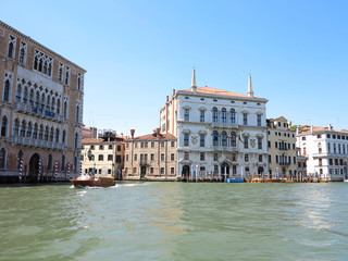 Naklejka premium 20.06.2017, Venice, Italy: View of historic buildings and canals from gondola