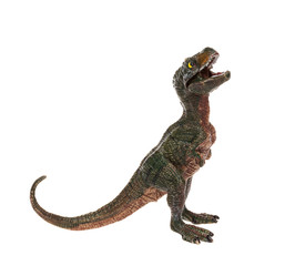 Toy dinosaur on white isolated background