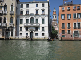 Naklejka premium 20.06.2017, Venice, Italy: View of historic buildings and canals from gondola