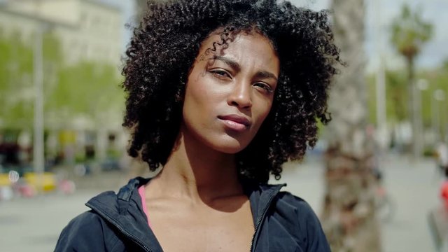 Beautiful young black girl close-up portrait