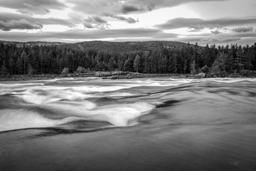 black and white river