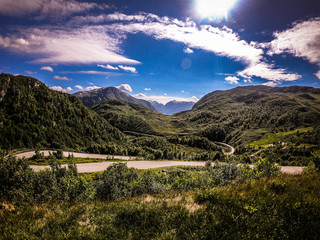 Norway mountain switchback road